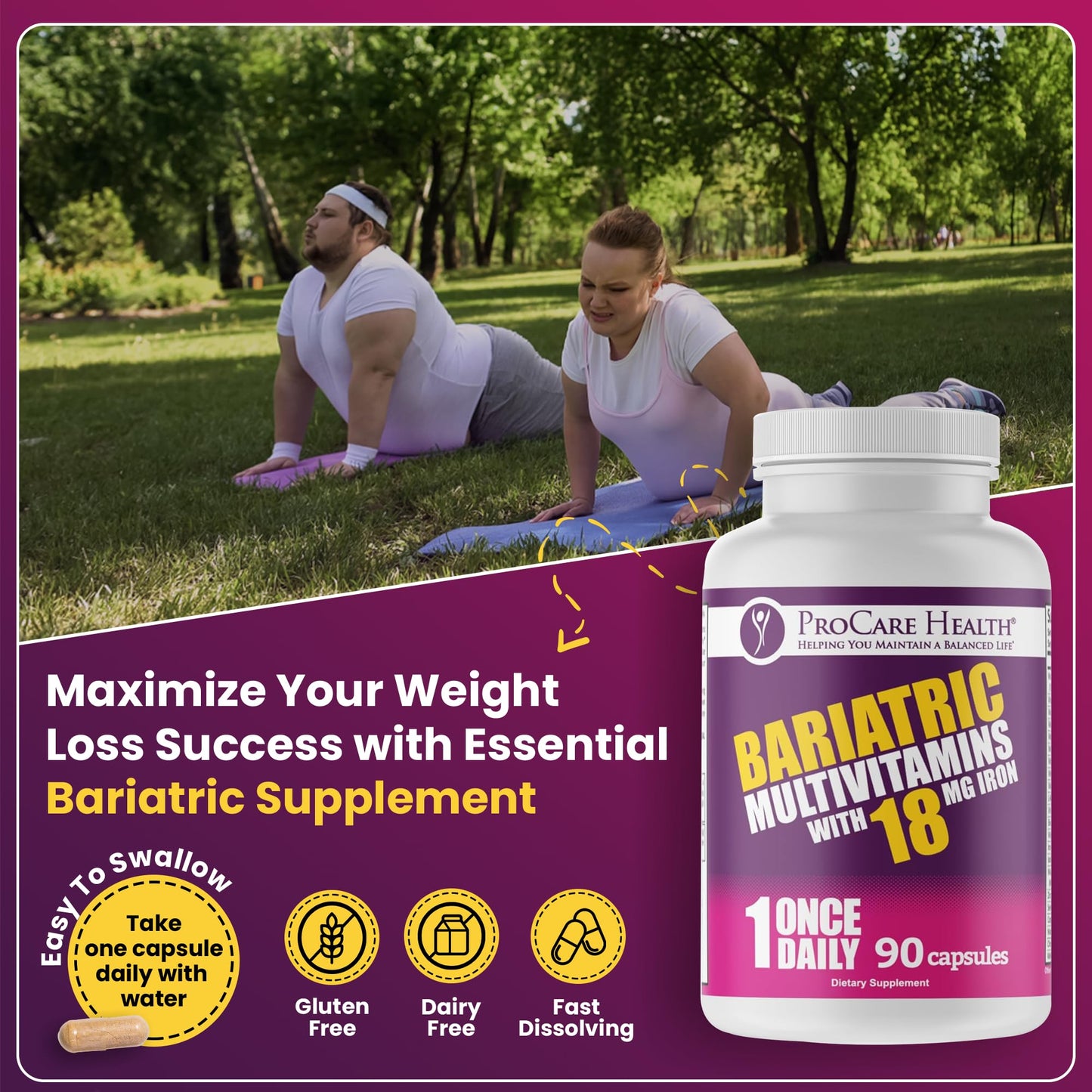 ProCare Health Bariatric Multivitamin with Iron – 3 Month Supply (90 Capsules) | Post-Op Vitamins