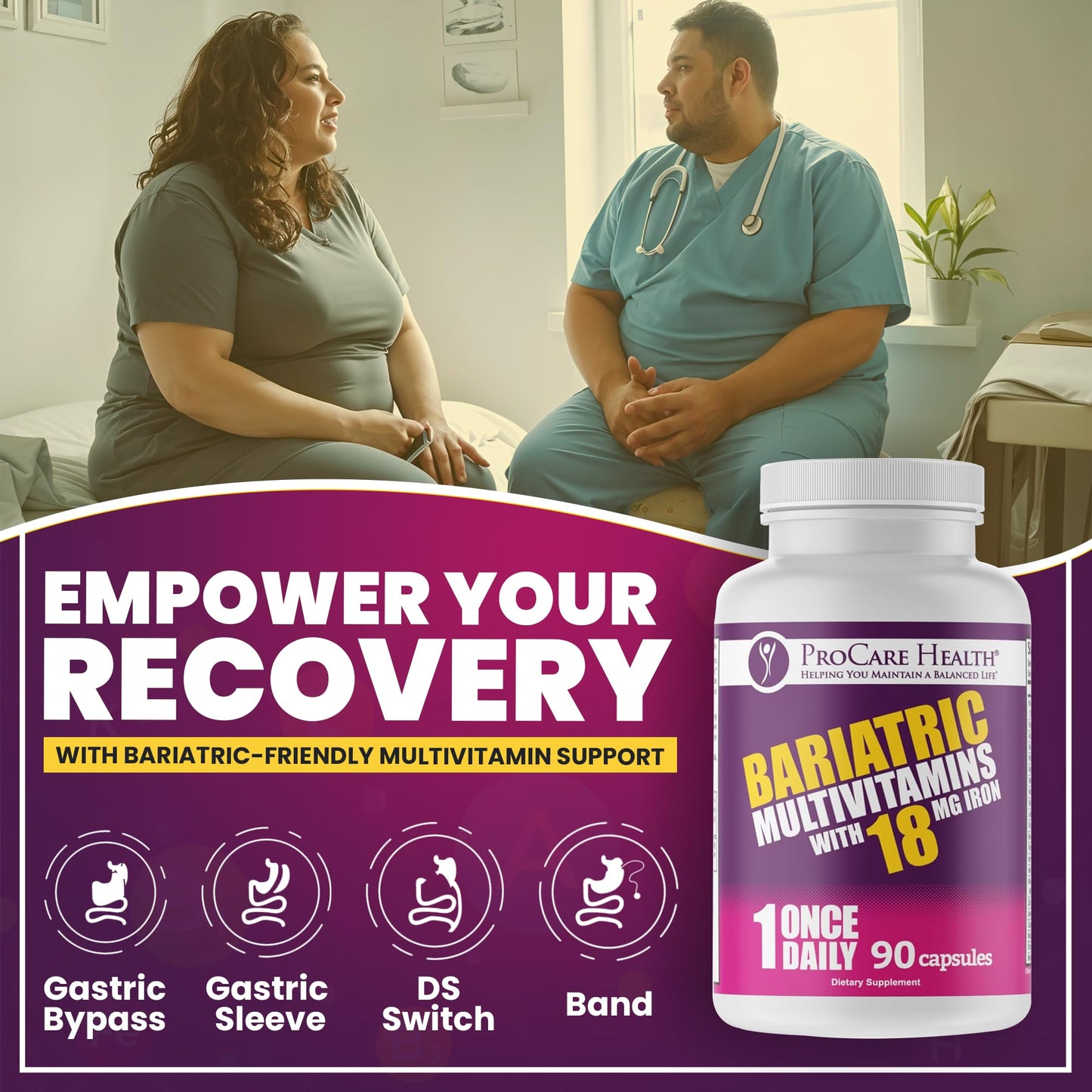ProCare Health Bariatric Multivitamin with Iron – 3 Month Supply (90 Capsules) | Post-Op Vitamins