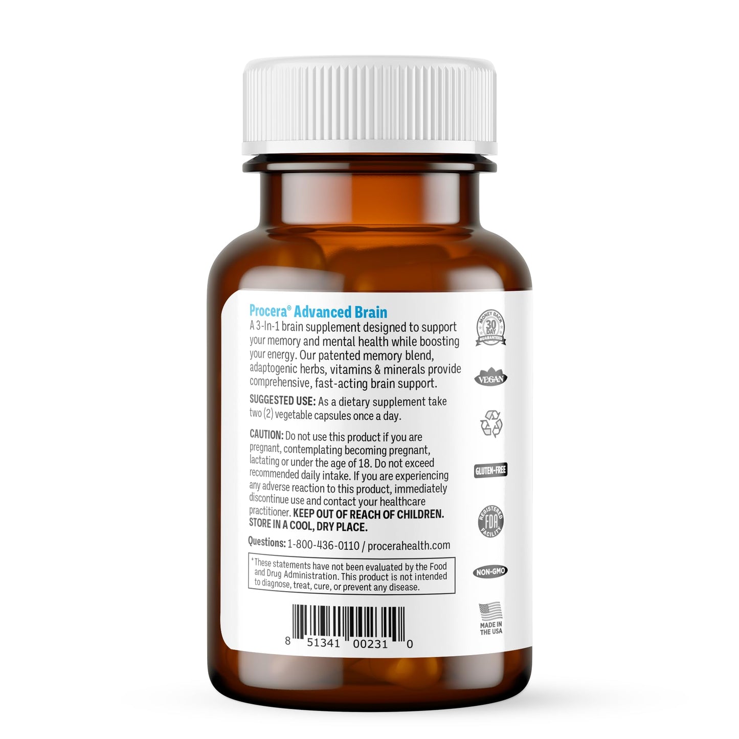 Procera Advanced Brain - Fast Acting (60 Count) | Improve Memory, Focus & Clarity