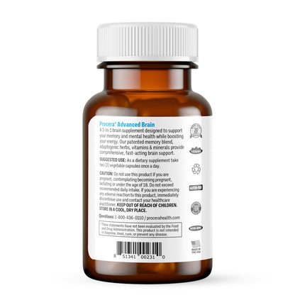 Procera Advanced Brain - Fast Acting (60 Count) | Improve Memory, Focus & Clarity