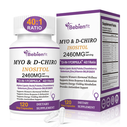 13-in-1 Myo-Inositol & D-Chiro Inositol for Women – PCOS, Hormonal Balance, 40:1 Ratio, 120 Veg Caps