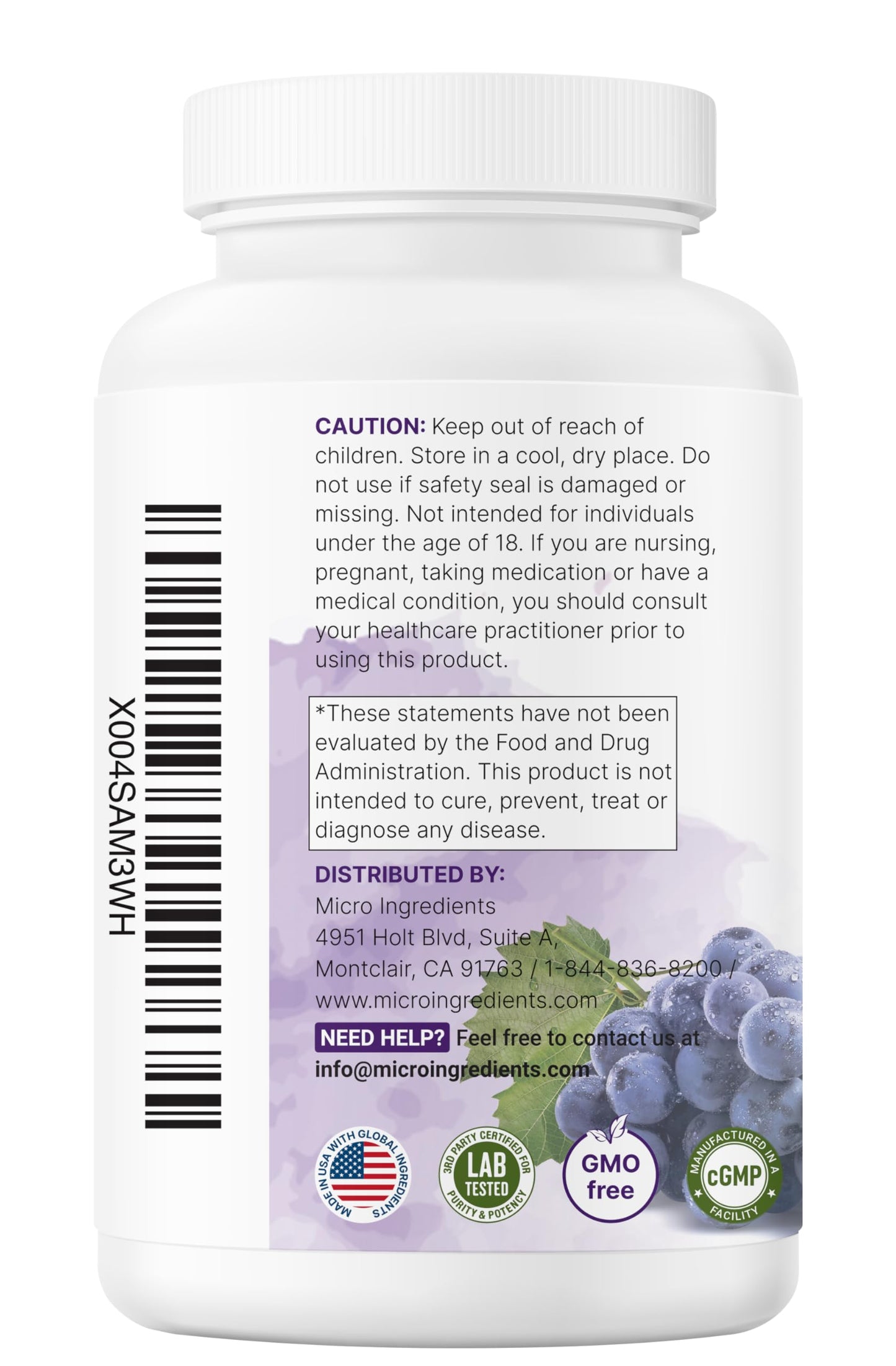 Micro Ingredients Grape Seed Extract, 240 Capsules | 3-in-1 Antioxidant Blend with Resveratrol & Red Wine Extracts | Non-GMO