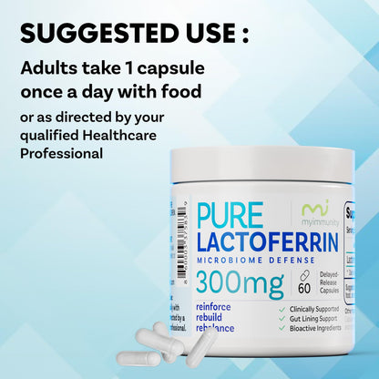 MyImmunity Pure Lactoferrin 300mg | Immune Support & Iron Absorption | Gluten-Free (60 Capsules)
