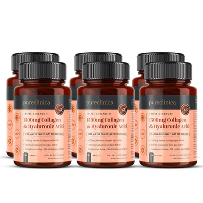 1500mg x 1080 Tablets | UltraColl Collagen 1200mg + Hyaluronic Acid 300mg | 6 Bottles (18 Months)