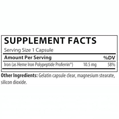 Proferrin Clear Heme Iron Supplement, 90 Capsules – Superior Absorption, Easy on the Gut, Made in USA