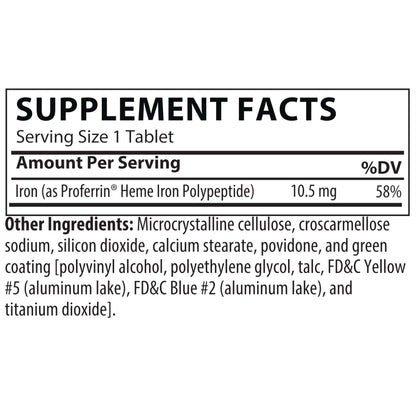 Proferrin ES — 10.5 mg Heme Iron Polypeptide, USA Made, 90 Tablets, Easy on the Gut