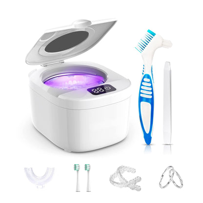 Professional Ultrasonic Retainer Cleaner 45kHz – Portable 190ml, Clean Retainers, Aligners, Dentures