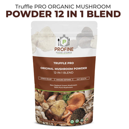 PROFINE Truffle PRO Mushroom Powder 12-in-1 – Organic, Black & White Truffle, 2 g Serving