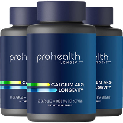 ProHealth Calcium Alpha-Ketoglutarate (Ca AKG) 1000 mg – 3 Pack | Cellular Energy & Metabolic Support