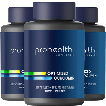 ProHealth Turmeric Curcumin with Longvida – High Bioavailability, 3-Pack (60 Capsules per Bottle)