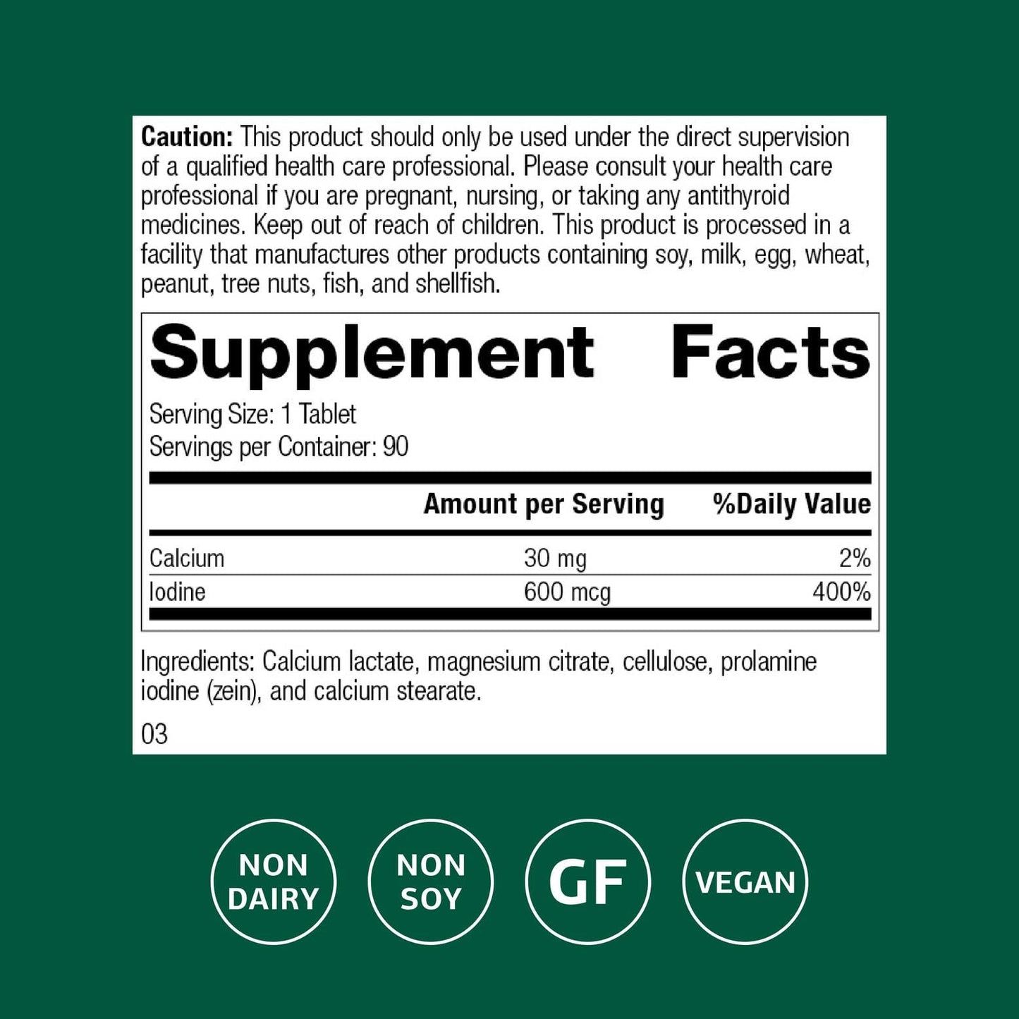 Standard Process Prolamine Iodine – Thyroid Health Supplement (90 Tablets)