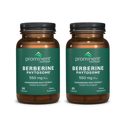 Prominent Nutrition Berberine Phytosome Supplement - Gut Support, 550 mg, 60 Count (2 Pack)
