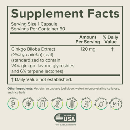 Prominent Ginkgo Biloba 120mg - Memory & Focus Support | Vegan, Non-GMO | 2-Pack