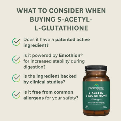 Prominent Nutrition S-Acetyl L-Glutathione Supplement - Liver Detox & Antioxidant Support | Vegan 2-Pack