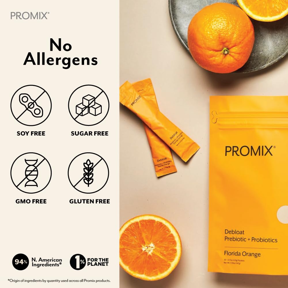 ProMix Nutrition Debloat Prebiotics & Probiotics with Baobab – Vitamin C Rich, Bloating Relief, Immune Support – Orange – 30 Servings (Pack of 30)