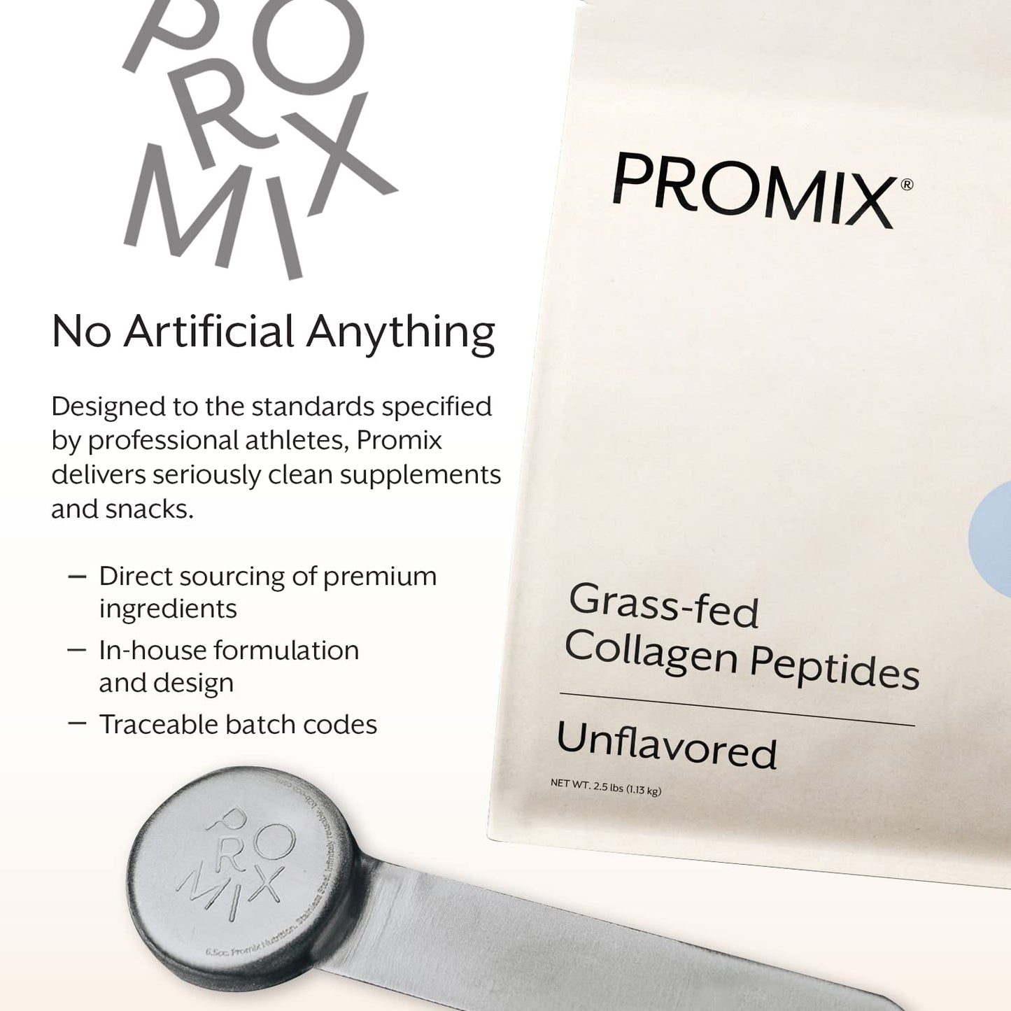 Promix Hydrolyzed Collagen Peptides - Grass-Fed Type I & III, Unflavored, 2 x 2.5 lb | ProMix Nutrition