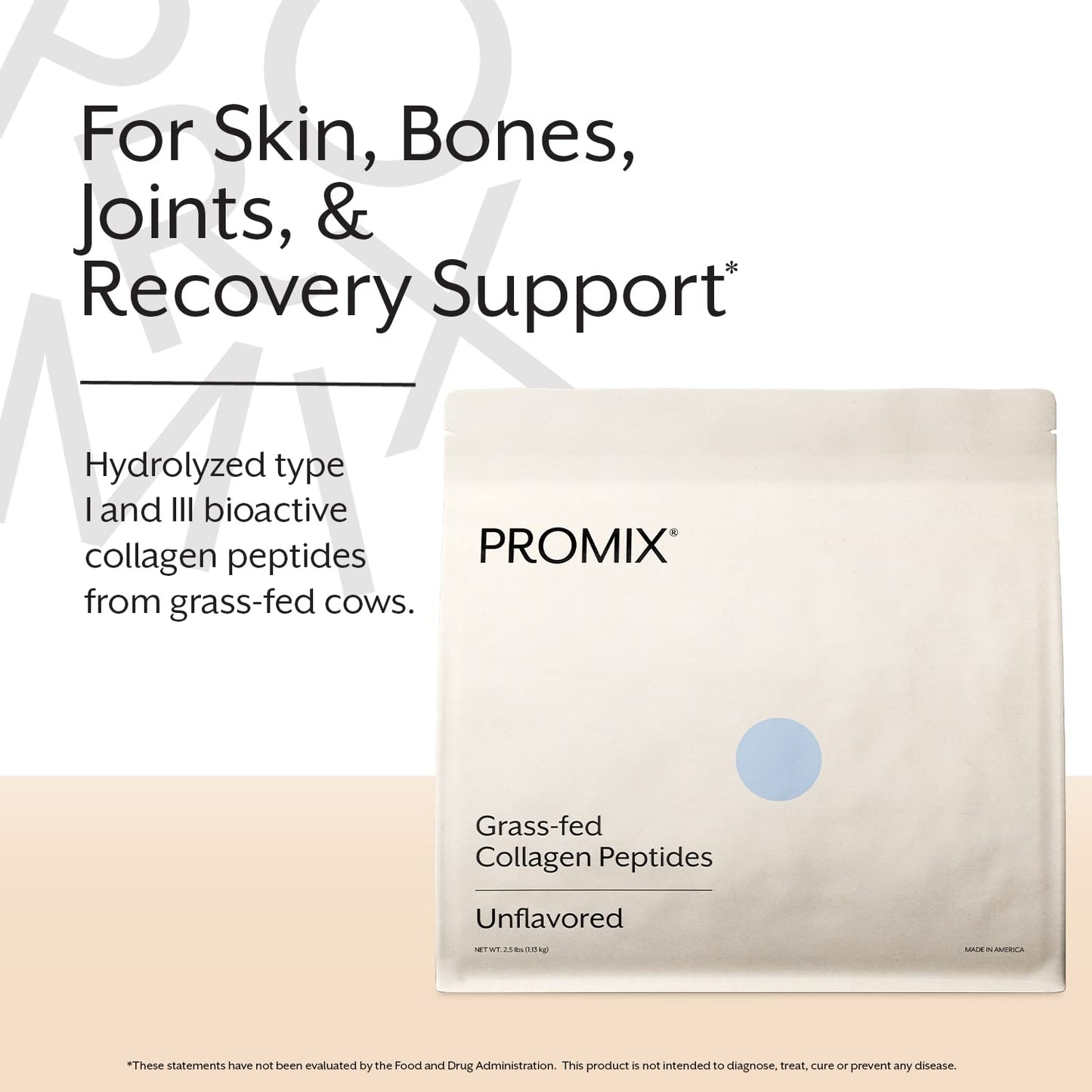 Promix Hydrolyzed Collagen Peptides - Grass-Fed Type I & III, Unflavored, 2 x 2.5 lb | ProMix Nutrition