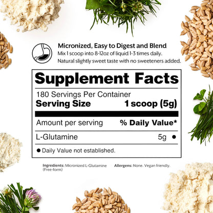 ProMix Nutrition L-Glutamine - Pure Micronized Free-Form, Unflavored, 180 Servings