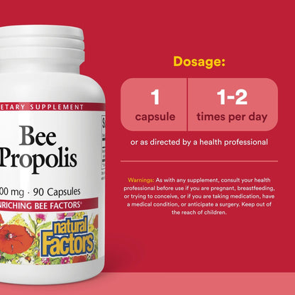 Natural Factors Bee Propolis Extract 500 mg – Supports Immune Health – 90 Capsules (90 Servings)