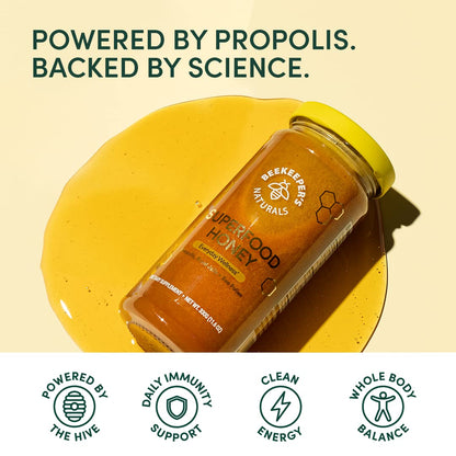 Beekeeper's Naturals Superfood Honey – Bee Pollen, Royal Jelly & Propolis (11.6 oz)