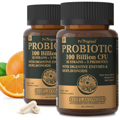 Proriginal Probiotics with Prebiotics — 100 Billion CFU, 35 Strains, Vegan, Non-GMO, 120 Capsules