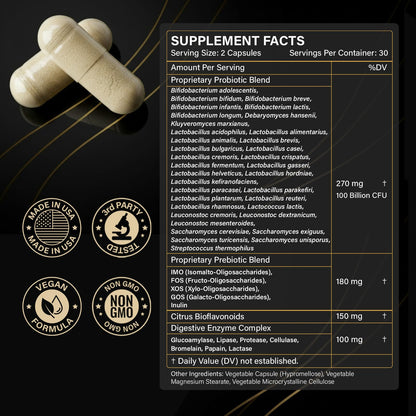 Proriginal Probiotics for Women & Men – 100 Billion CFU, 35 Strains, Prebiotics & Enzymes, 180 Caps