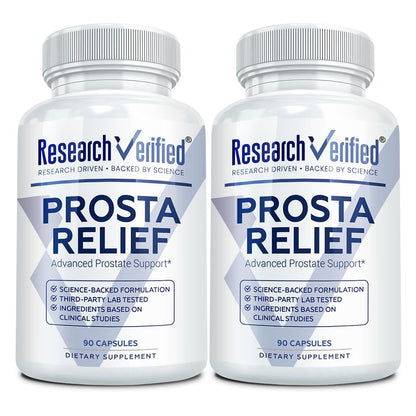 Research Verified Prosta Relief - Saw Palmetto & Bioperine - Prostate, Bladder & Urinary Health - 90 Capsules (Pack of 2)