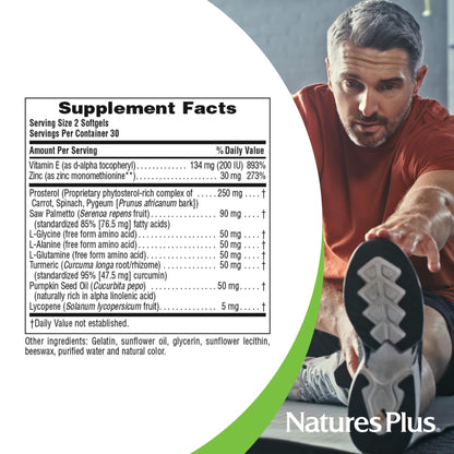 Natures Plus ProstActin Herbal Actives – Prostate Support with Saw Palmetto, Pygeum & Pumpkin Seed Oil, 60 Softgels (30 Servings) | Gluten-Free