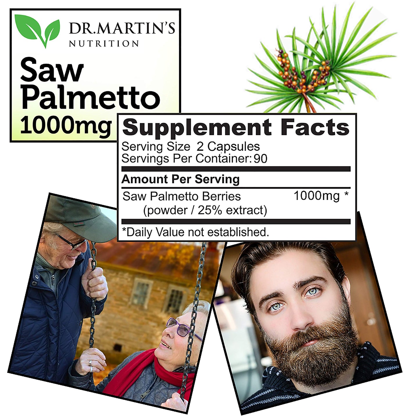 USA Grown Saw Palmetto 180 Caps – Prostate Health & Hair Growth