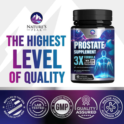 Prostate Health Supplements for Men 1000mg - 3x Strength | Saw Palmetto, Nettle & Pumpkin Seed