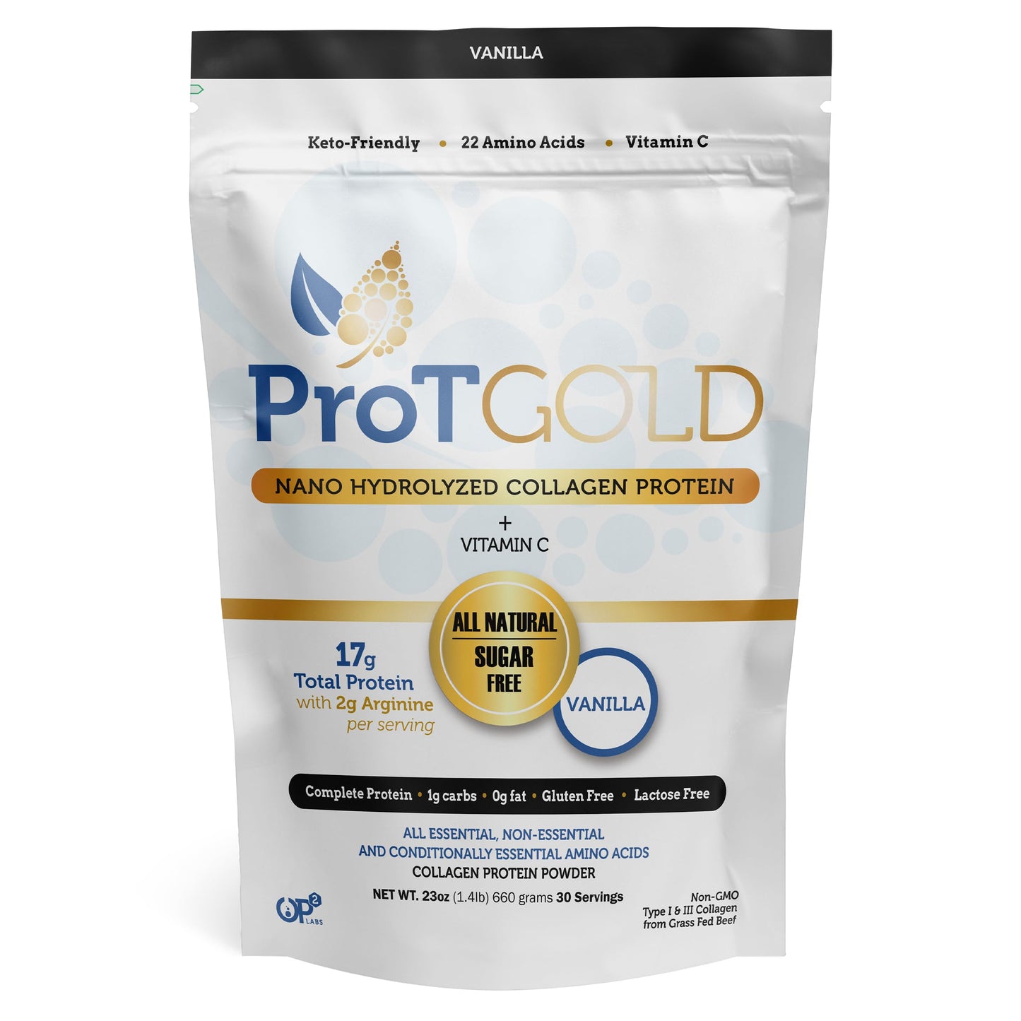 ProT Gold Collagen Protein Powder Vanilla, 23 oz | 30 Servings, 17g Protein, Gluten Free