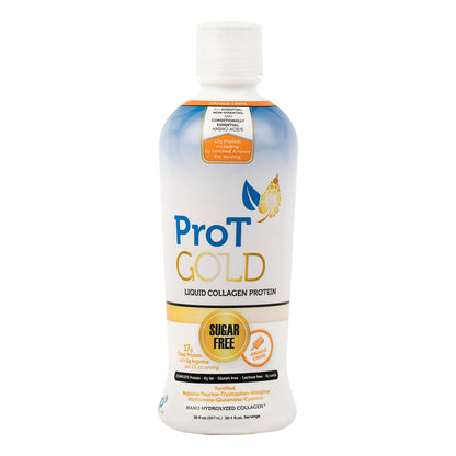 ProT Gold Liquid Collagen Protein Shot - 17g Protein, 2g Arginine, Gluten Free, Sugar Free, Orange Creme, 30 fl oz