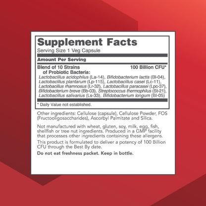 Proto Dophilus 100 Billion Probiotic – 10 Strains | Digestive Health & Detox (30 Veg Caps)