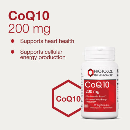 Protocol CoQ10 200 mg | Heart Health Support | Vegan & Non-GMO | 30 Veg Capsules