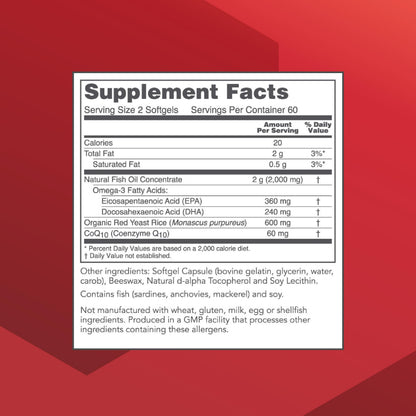 PROTOCOL FOR LIFE BALANCE Cardio Tri-Plex – Red Yeast Rice, CoQ10 & Omega-3 for Heart Health