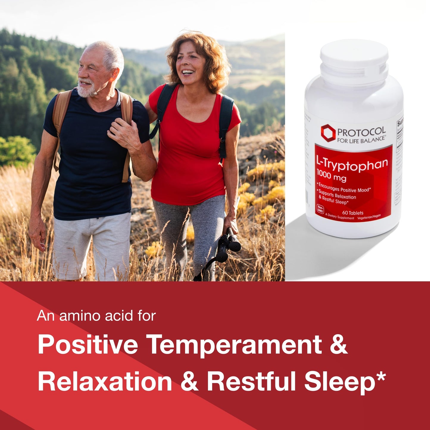 L-Tryptophan 1000mg - Sleep Support by Protocol for Life Balance (60 Tabs)