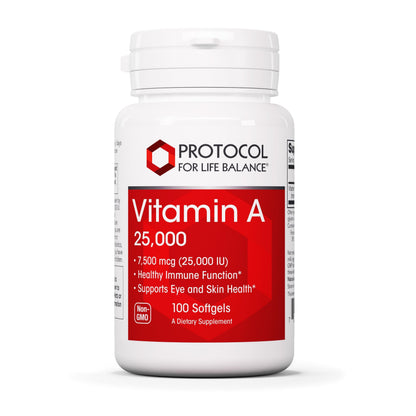 Protocol For Life Balance Vitamin A 25,000 IU – Eye, Retina & Immune Health, 100 Softgels