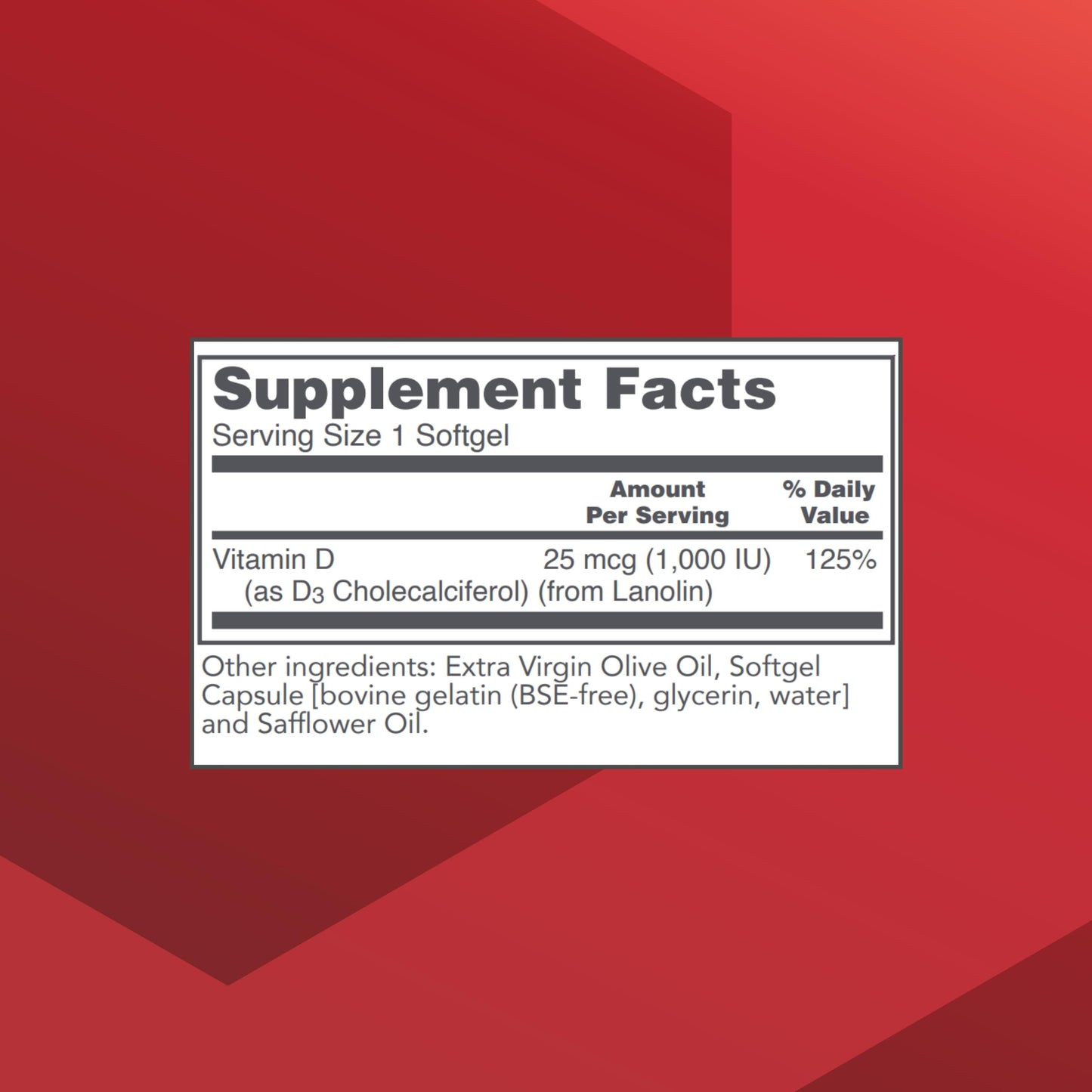 PROTOCOL FOR LIFE BALANCE Vitamin D3 1,000 IU - Immune Support, Strong Bones & Teeth - 120 Softgels