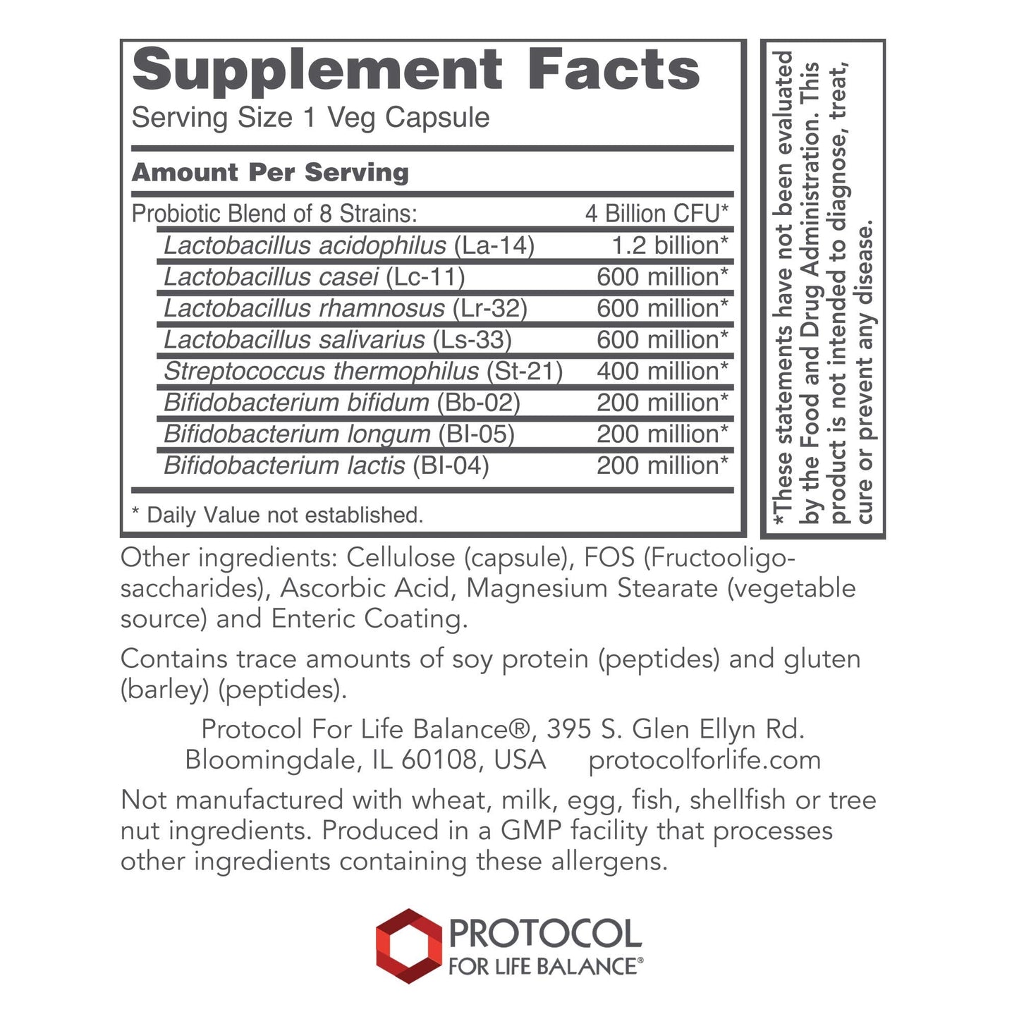 Protocol for Life Balance Ortho Dophilus – 8 Strains, 4 Billion CFU, 60 Veg Capsules