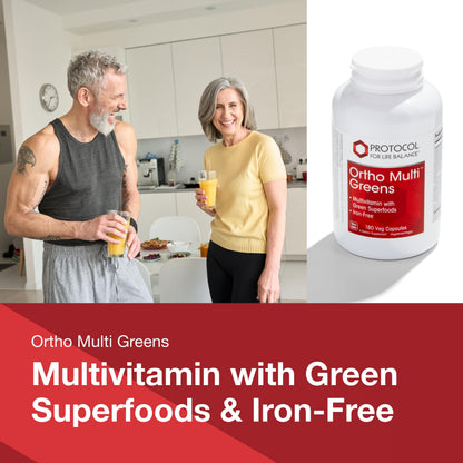 Protocol Ortho Multi Greens – Multivitamin with Green Superfoods, Iron Free (180 Veg Caps)