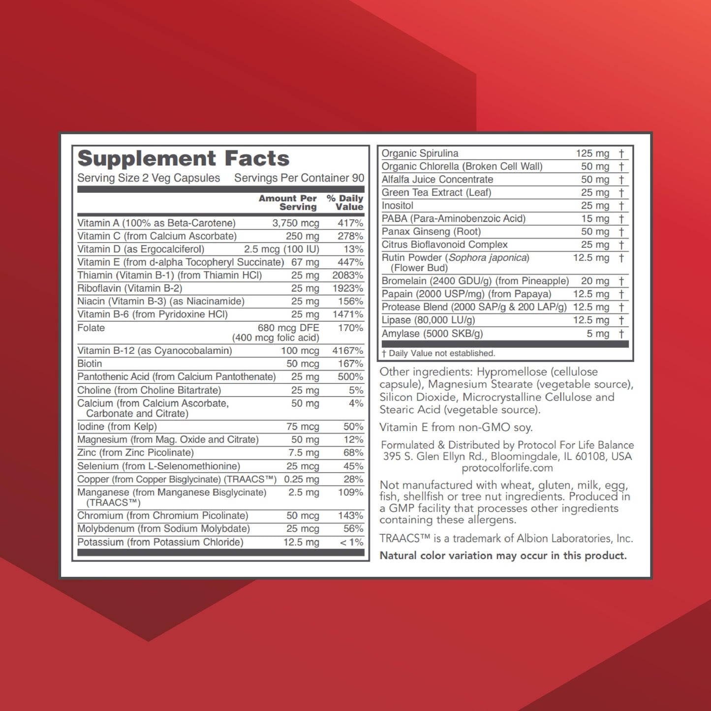 Protocol Ortho Multi Greens – Multivitamin with Green Superfoods, Iron Free (180 Veg Caps)