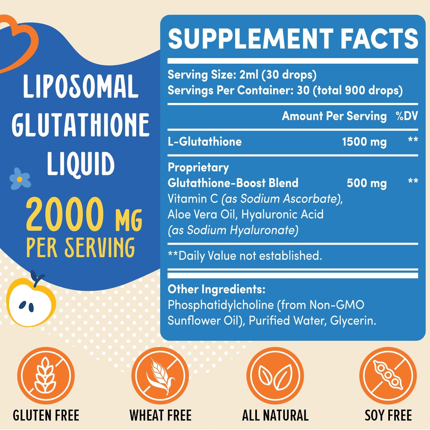 Prunucis 2000MG Liposomal Glutathione Liquid – 98% Absorption | Vegan