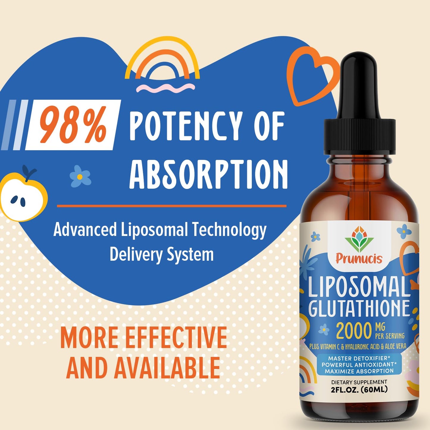 Prunucis 2000MG Liposomal Glutathione Liquid – 98% Absorption | Vegan