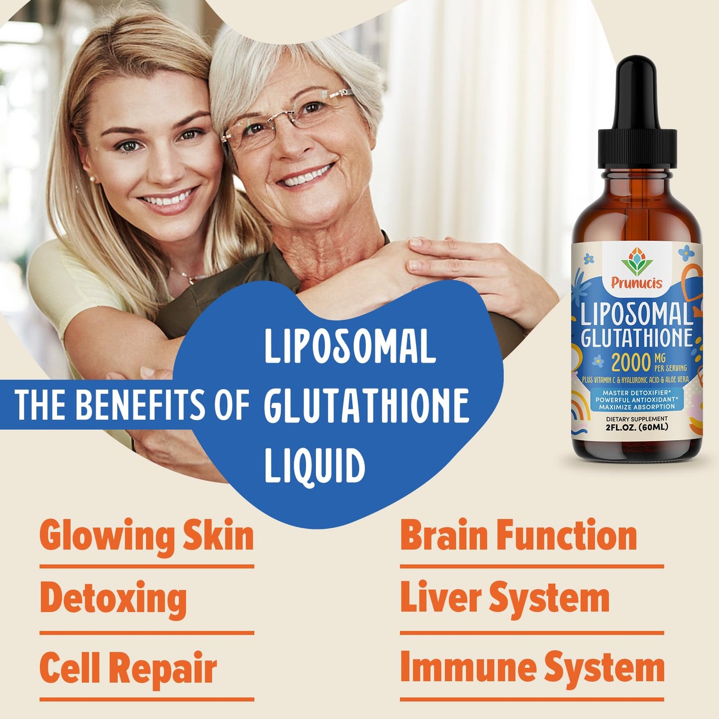 Prunucis 2000MG Liposomal Glutathione Liquid – 98% Absorption | Vegan