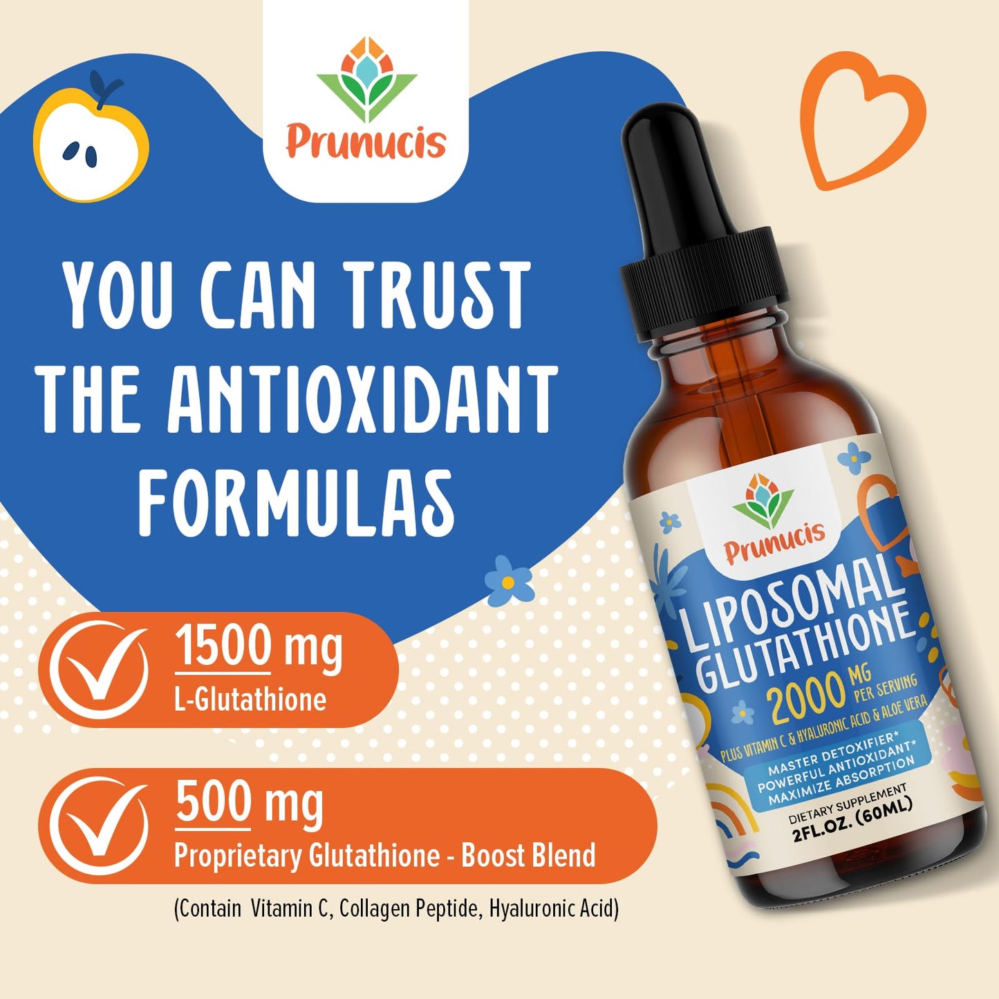 Prunucis 2000MG Liposomal Glutathione Liquid – 98% Absorption | Vegan
