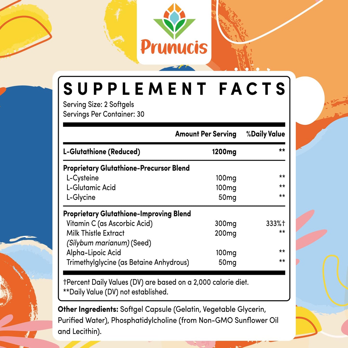 Prunucis 2400MG Liposomal Glutathione — Vitamin C, Milk Thistle, Alpha-Lipoic Acid, 480 Softgels