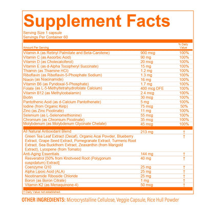 PS Longevity Supplement – Anti-Aging Multivitamin for Men & Women – Premium Methylated B Vitamins, CoQ10, NR, Urolithin A & Natural Antioxidants – Cellular Health, Energy & Memory – 2 Month Supply