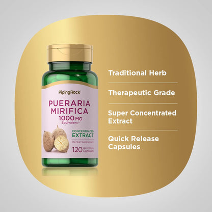 Piping Rock Pueraria Mirifica Capsules 1000mg - 120 Pills - Gluten Free, Non-GMO
