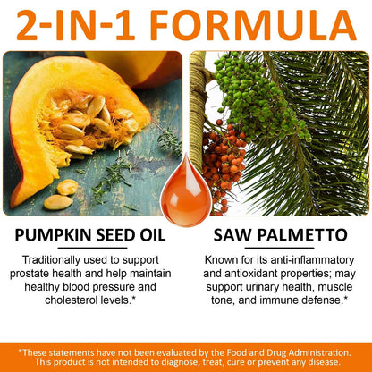 Pumpkin Seed Oil Capsules with Saw Palmetto — Cold-Pressed for Hair Growth, Prostate & Urinary Health | Non-GMO, 300 Softgels