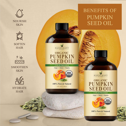 Cold-Pressed Organic Pumpkin Seed Oil - 4 oz Glass Bottle | Hair, Skin & Aromatherapy